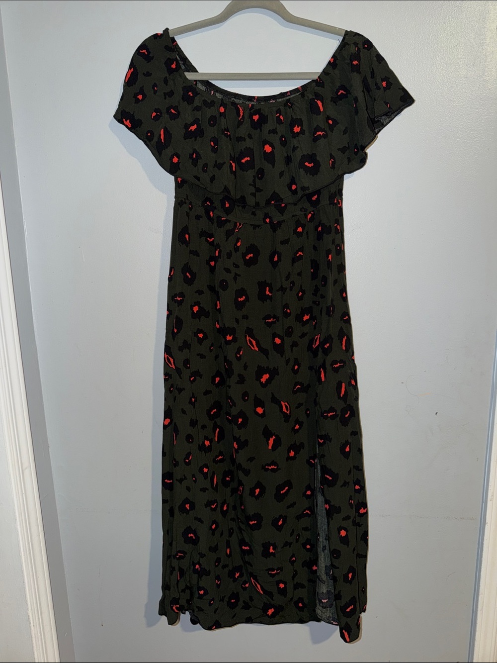 Off the Shoulder Cheerah Print Dress